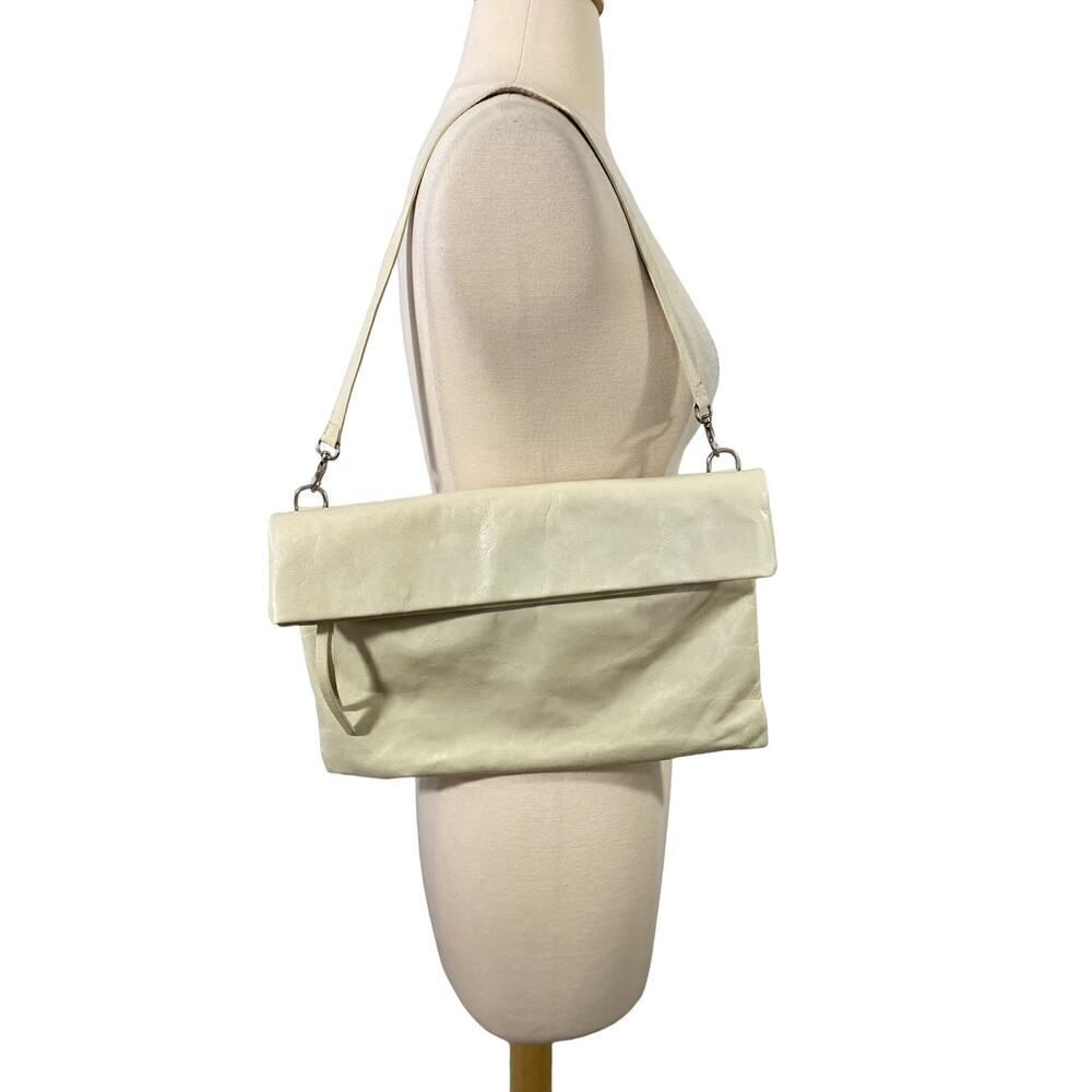 Gianni Chiarini Cream Leather Clutch Shoulder Bag Italy Minimalist Understated